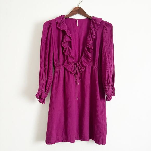 FREE PEOPLE Morning Light Mini Dress Magenta XS - Picture 3 of 10